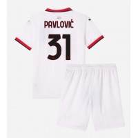 Camisa de Futebol AC Milan Strahinja Pavlovic #31 Equipamento Secundário Infantil 2024-25 Manga Curta (+ Calças curtas)